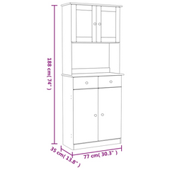 Highboard 77x35x188 cm - Solid Pine Wood Tall Cabinet with Ample Storage and Display Options