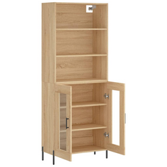 Highboard with Metal Feet, Sonoma Oak Finish, 69.5x34x180 cm - Durable Engineered Wood and Spacious Storage