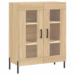 Highboard with Metal Feet, Sonoma Oak Finish, 69.5x34x180 cm - Durable Engineered Wood and Spacious Storage