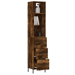 Highboard in Smoked Oak - 34.5x34x180 cm Engineered Wood | Elegant Storage Solution