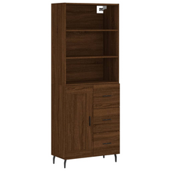 Highboard in Brown Oak - Stylish and Durable Storage Solution (69.5x34x180 cm, Engineered Wood)