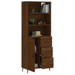 Highboard in Brown Oak - Stylish and Durable Storage Solution (69.5x34x180 cm, Engineered Wood)