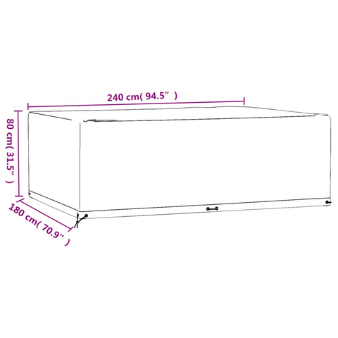 Rectangular Garden Furniture Cover - 240x180x80 cm, 12 Eyelets, Water & UV-Resistant, Premium PE Material