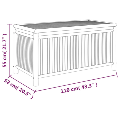 Garden Storage Box 110x52x55cm Bamboo - Versatile Outdoor & Indoor Storage Solution