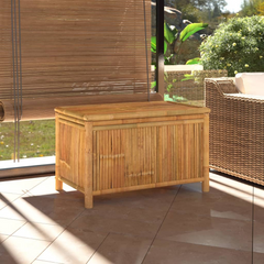 Bamboo Garden Storage Box 90x52x55cm - Weather-Resistant, Multi-Use Outdoor & Indoor Storage Bench