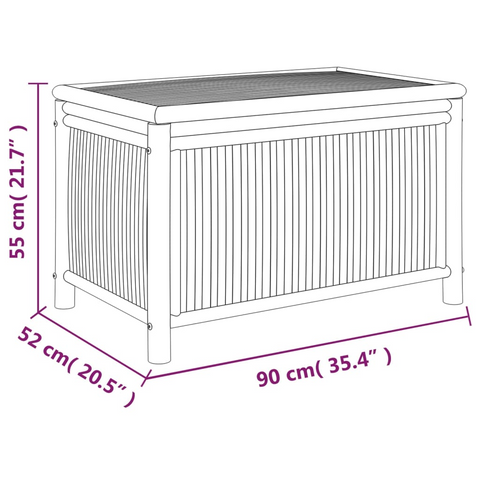 Bamboo Garden Storage Box 90x52x55cm - Weather-Resistant, Multi-Use Outdoor & Indoor Storage Bench