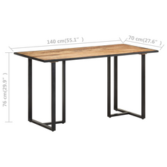 Dining Table 140 cm | Solid Rough Mango Wood | Industrial Design