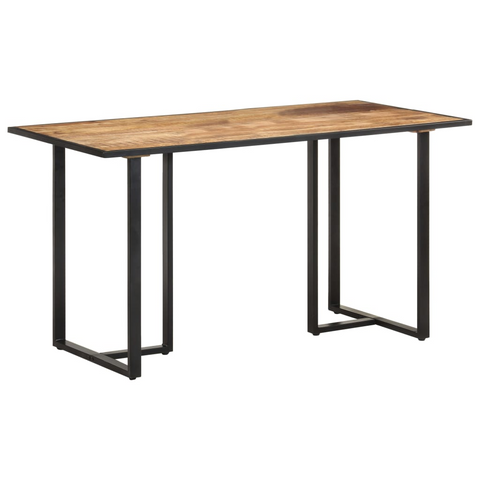 Dining Table 140 cm | Solid Rough Mango Wood | Industrial Design