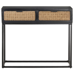 Industrial Console Table | 90x35x76 cm | Solid Mango Wood with Iron Base | Stylish & Durable Hall Cabinet