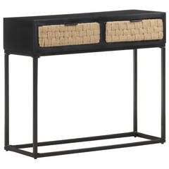 Industrial Console Table | 90x35x76 cm | Solid Mango Wood with Iron Base | Stylish & Durable Hall Cabinet