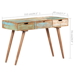 Dressing Table with Mirror - Solid Reclaimed Wood, Handmade, Hidden Storage Space, 112x45x76 cm