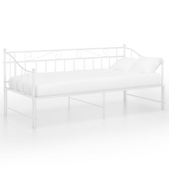 White Metal Pull-out Sofa Bed Frame without Mattress - 90x200 cm | Space-Saving & Versatile