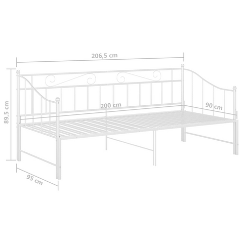 White Metal Pull-out Sofa Bed Frame without Mattress - 90x200 cm | Space-Saving & Versatile