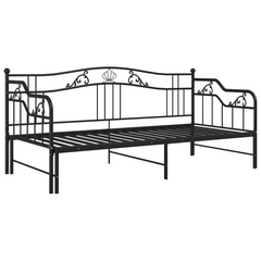 Versatile Pull-out Sofa Bed Frame Without Mattress - Black Metal, 90x200 cm