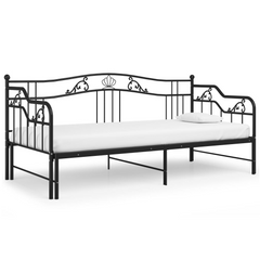 Versatile Pull-out Sofa Bed Frame Without Mattress - Black Metal, 90x200 cm