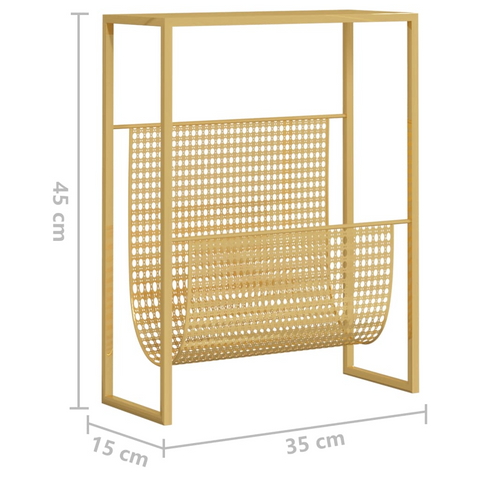 Stylish Gold Magazine Rack – Durable Steel, 35x15x45 cm – Versatile Book Organizer & Home Decor