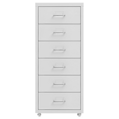 Mobile File Cabinet - Durable Grey Metal, 6 Drawers, 28x41x69 cm, with Wheels