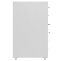 Mobile File Cabinet - Durable Grey Metal, 6 Drawers, 28x41x69 cm, with Wheels