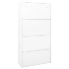 White Office Cabinet with Sliding Doors, Steel Frame, 90x40x180 cm - Secure & Sturdy Storage Solution