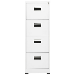 Steel Filing Cabinet – Modern White, 4 Drawers, Lockable, 46x62x133 cm – Durable Office Storage