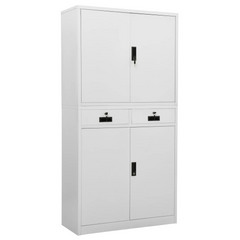 Steel Office Cabinet with Lock | Light Grey 90x40x180 cm | Durable & Secure Filing Storage Solution