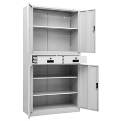 Steel Office Cabinet with Lock | Light Grey 90x40x180 cm | Durable & Secure Filing Storage Solution