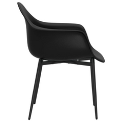 Set of 2 Black Dining Chairs - Modern PP Material with Sturdy Metal Legs