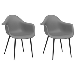 Set of 2 Modern Grey Dining Chairs, Ergonomic Design with Sturdy Metal Legs