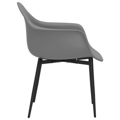 Set of 2 Modern Grey Dining Chairs, Ergonomic Design with Sturdy Metal Legs