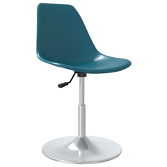 Swivel Dining Chairs Set of 4 - Adjustable, Ergonomic, Turquoise PP with Chromed Metal Base