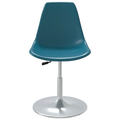 Swivel Dining Chairs Set of 4 - Adjustable, Ergonomic, Turquoise PP with Chromed Metal Base