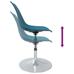 Swivel Dining Chairs Set of 4 - Adjustable, Ergonomic, Turquoise PP with Chromed Metal Base