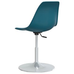 Swivel Dining Chairs Set of 4 - Adjustable, Ergonomic, Turquoise PP with Chromed Metal Base