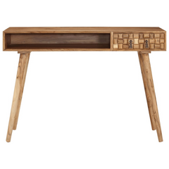 Rustic Solid Acacia Wood Writing Desk - 115x50x76 cm with Drawer & Compartment