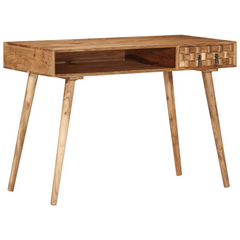 Rustic Solid Acacia Wood Writing Desk - 115x50x76 cm with Drawer & Compartment