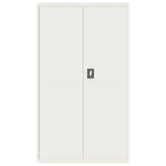 White File Cabinet – 105x40x180 cm Steel, Lockable & Adjustable Shelves