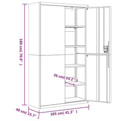 White File Cabinet – 105x40x180 cm Steel, Lockable & Adjustable Shelves