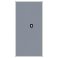 File Cabinet - Light Grey & Dark Grey Steel - 90x40x180 cm - Lockable with Adjustable Shelves