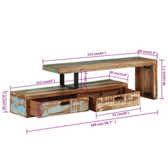 TV Stand Solid Wood Reclaimed - Antique-Styled Design for Your Living Room