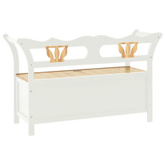 Bench White 107x45x75.5 cm Solid Wood Fir | Ample Storage, Practical Backrest, Durable Material