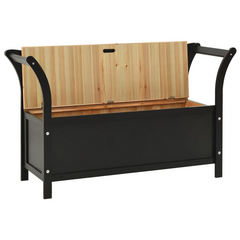 Bench Black 107x45x75.5 cm Solid Wood Fir - Ample Storage, Practical Backrest and Armrest