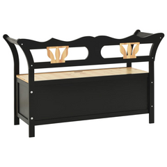 Bench Black 107x45x75.5 cm Solid Wood Fir - Ample Storage, Practical Backrest and Armrest