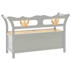 Grey Wooden Bench 107x45x75.5 cm - Solid Fir Wood with Storage and Armrests