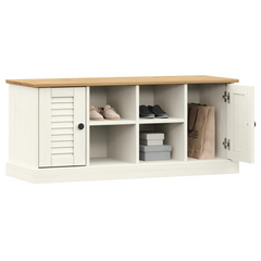 Shoe Bench VIGO White - 106x35x45 cm, Solid Pine Wood, Modern Entryway Storage Solution