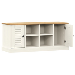 Shoe Bench VIGO White - 106x35x45 cm, Solid Pine Wood, Modern Entryway Storage Solution