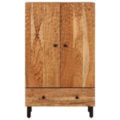 Highboard - 60x33x100 cm - Solid Acacia Wood Cabinet with Iron Legs - Elegant and Practical Storage Solution for Home or Office