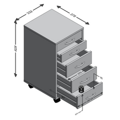 Mobile 5 Drawer Cabinet White - Durable Storage Solution for Your Study or Office