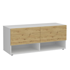 Stylish Storage Bench with 2 Drawers - 108.9x41.7x46.1 cm - White and Artisan Oak Finish