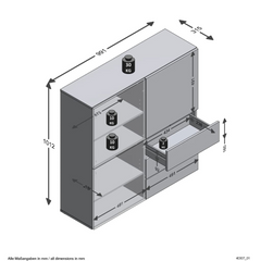 Cabinet with 3 Drawers and 3 Doors 99x31.5x101.2 cm Blue