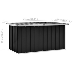 Garden Storage Box Anthracite 129x67x65 cm - Sturdy Galvanized Steel Outdoor Storage Solution